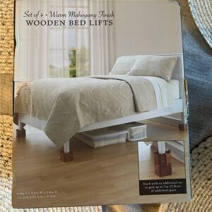 Bed Bath & Beyond Wooden Bed Lifts with Mahogany Finish